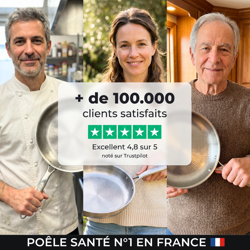 Poêle en Titane Pur Martelé — Sans Revêtement