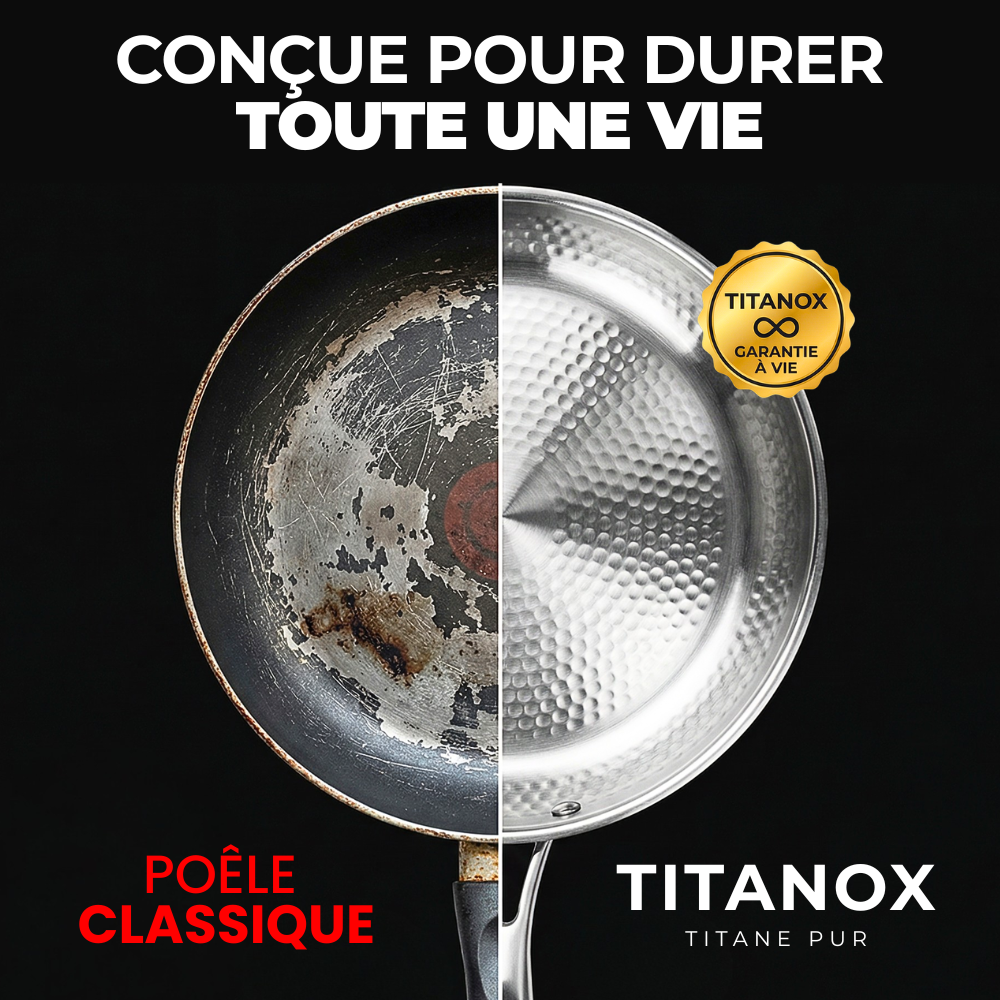 Poêle en Titane Pur Martelé — Sans Revêtement