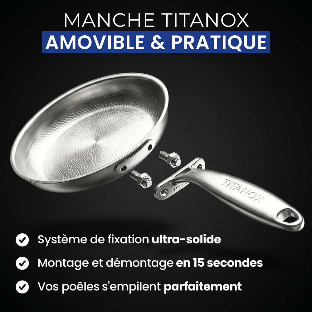 Poêle en Titane Pur Martelé — Sans Revêtement